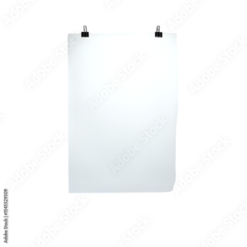 Blank White Poster with Clips: Perfect for Mockups and Presentations