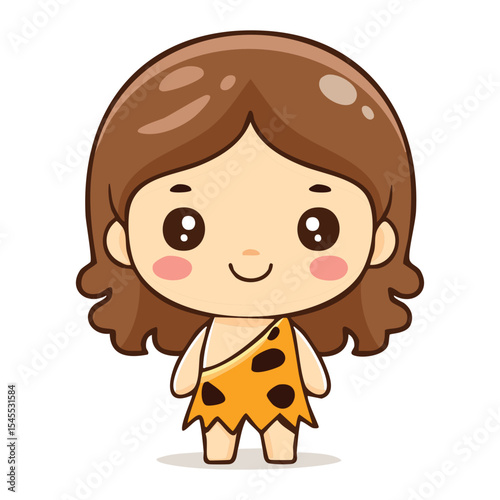 A cute cartoon of a cavewoman character, ideal for educational resources or animated content. This character evokes a sense of prehistoric charm.