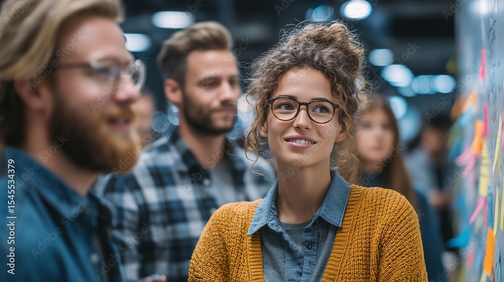 Fototapeta premium Diverse multiracial employees brainstorming in modern office, coworkers discussing ideas in bright boardroom for teamwork concept