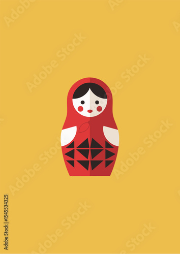 Minimalist Flat Design Matryoshka Russian Nesting Doll