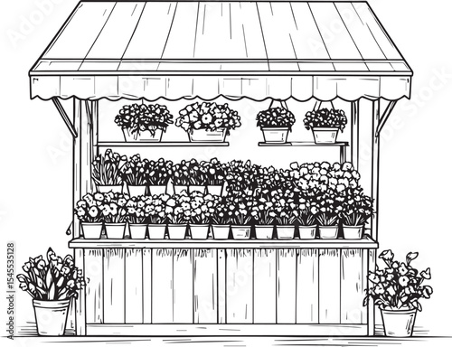 Hand-Drawn Flower Stall: Urban Bloom Market