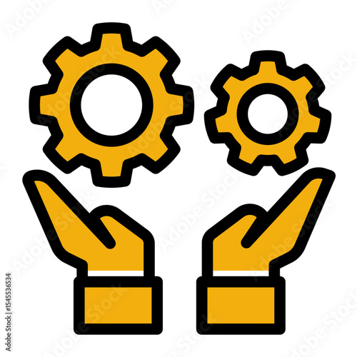 Team Collaboration Icon - Solid Color Lineal Style for Group Workflows.