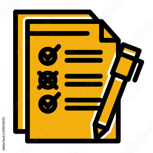 Task Verification Icon - Solid Color Lineal Style for Quality Control.