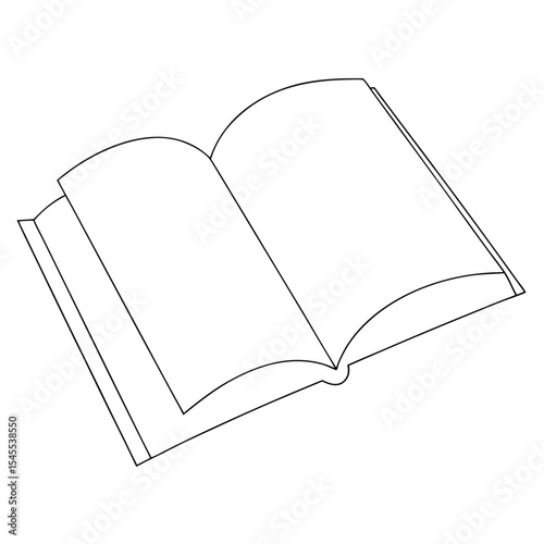 Open book outline illustration with blank pages suitable for educational or creative design projects.