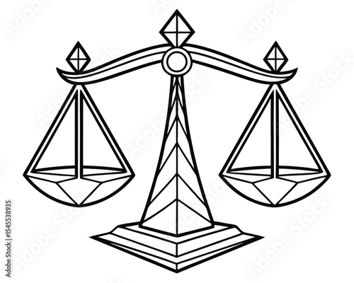 Abstract vector illustration of a law scales symbol representing justice and legal concepts.