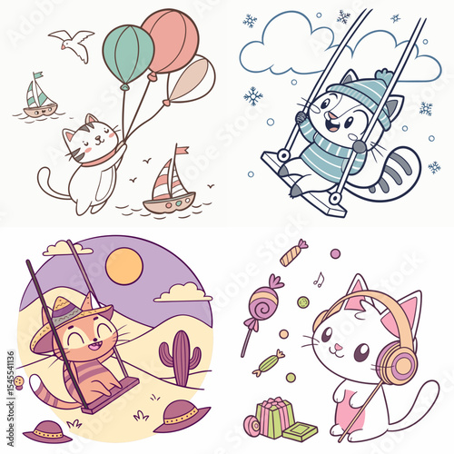 High-Quality cats Illustrations in Various Styles – SVG Bundle