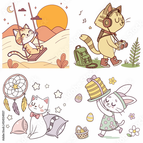 High-Quality cats Illustrations in Various Styles – SVG Bundle