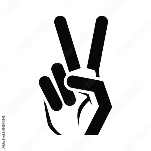 A stylized black hand displaying the peace sign, fingers extended.