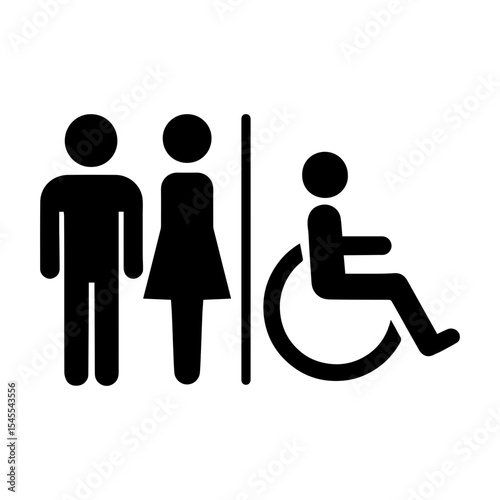 Accessible restroom icon with transparent background symbolizing inclusive toilet facilities and wheelchair accessibility
