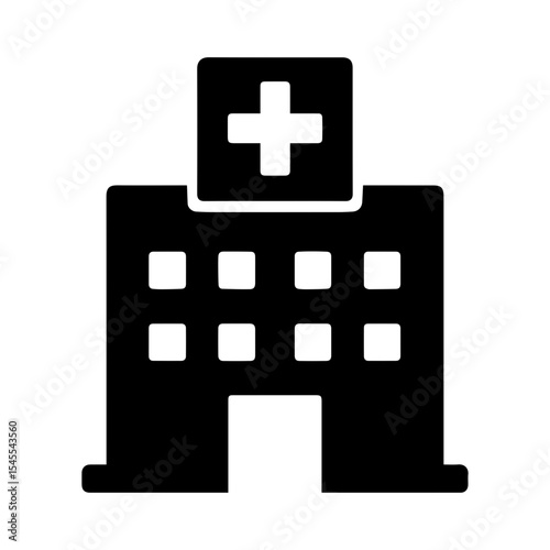 Clinic signboard hospital building icon with transparent background symbolizing healthcare facility and medical center signage

