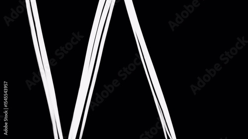 Artistic transition with white dry brush strokes on black screen. Geometric hand-drawn animation in 4K with alpha for stylish scene changes.