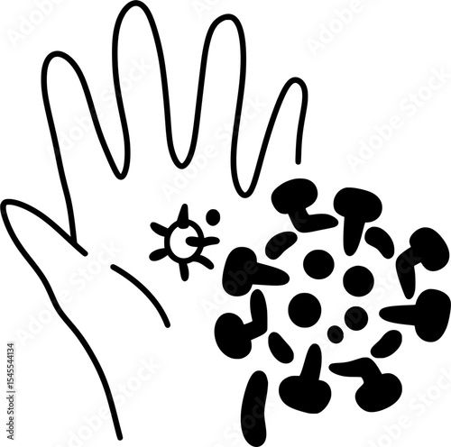 Hand with Viruses Icon | Germs and Contamination
