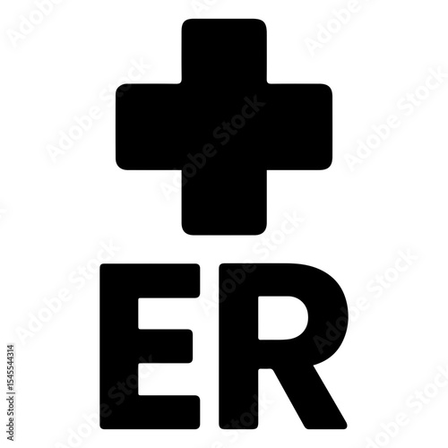 Emergency room ER icon with transparent background symbolizing hospital urgent care and medical emergency services
