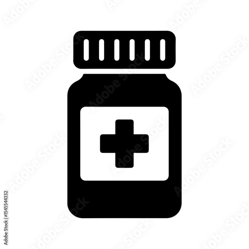 Pill bottle icon with transparent background symbolizing medicine container and pharmaceutical healthcare
