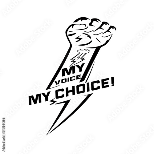Clenched Fist with Lightning Bolt – Power, Strength, and Revolution Concept Vector