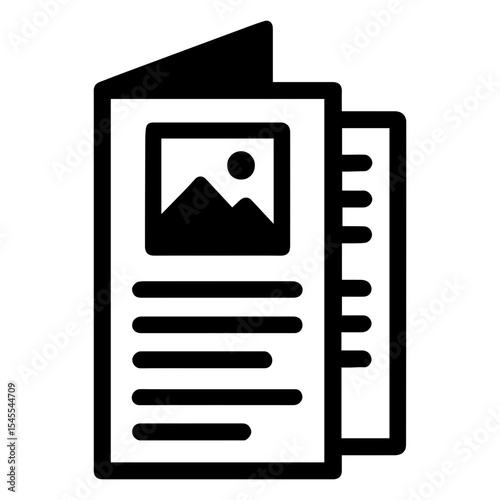 Flyer brochure icon with transparent background symbolizing promotional handouts and marketing materials
