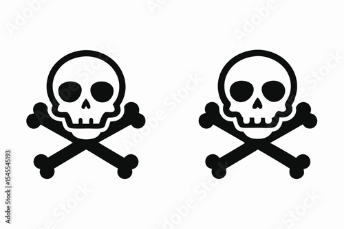 Two Skull and Crossbones Icons in Black and White Style
