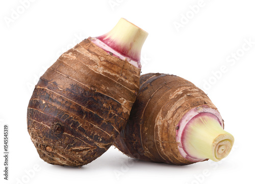 Fresh taro isolated on white background.