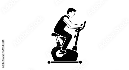 Silhouette of a Person Exercising on an Elliptical Machine Representing Fitness and Determination Isolated on White Background