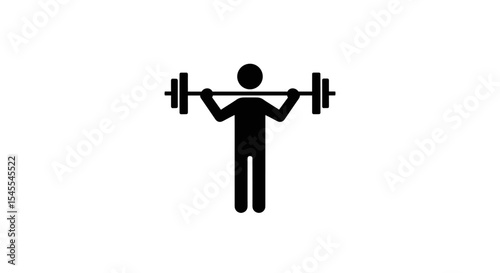 Silhouette of a Person Lifting a Barbell Representing Strength and Fitness Training Isolated on White Background