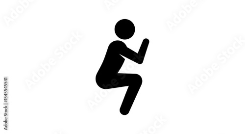 Silhouette of a Person Performing a Squat Exercise to Emphasize Strength Training Isolated on White Background