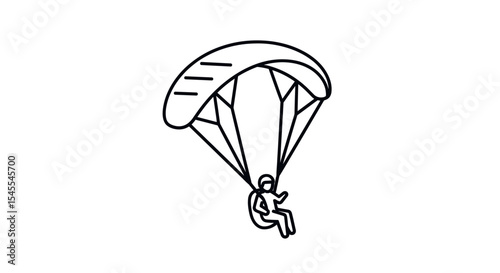 Person Parachuting Against A Clear Sky Showcasing Adventure And Freedom Isolated On White Background