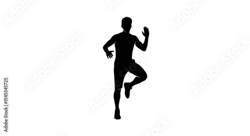 Silhouette of a Lone Runner in Motion Evoking Determination and Freedom Isolated on White Background