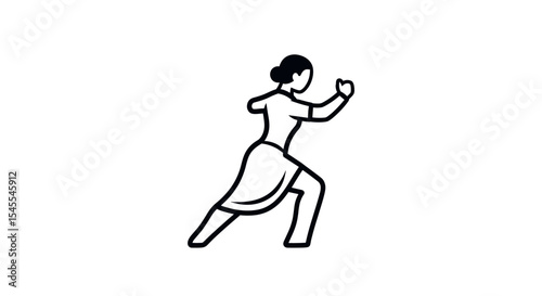 Stylized Depiction of a Woman Running in Motion with Determination Isolated on White Background
