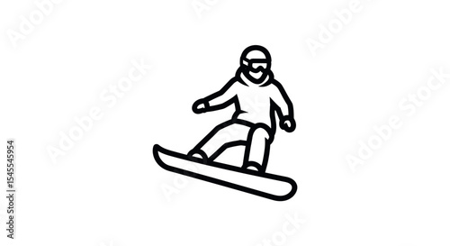Dynamic Illustration of a Snowboarder Performing a Jump Isolated on White Background