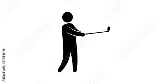 Silhouette of a Golfer in Action Swinging a Golf Club Demonstrating Skill and Determination Isolated on White Background