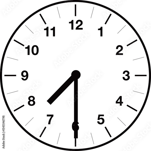 Analog clock illustration showing half past each hour