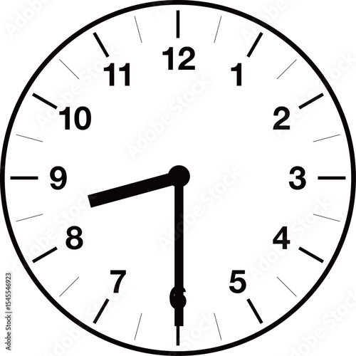 Analog clock illustration showing half past each hour