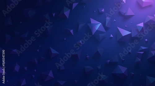 A high-tech polygons background with deep indigo and holographic effects, intricate 3D shapes, and a cutting-edge look, ideal for innovation themes