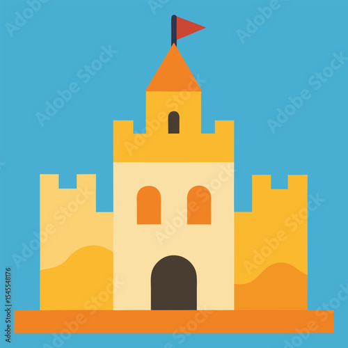 Sand castle illustration art architecture vector, 