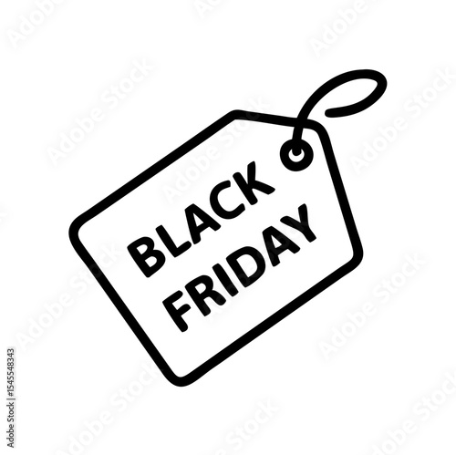 Minimal price tag icon with Black Friday text and outline style  