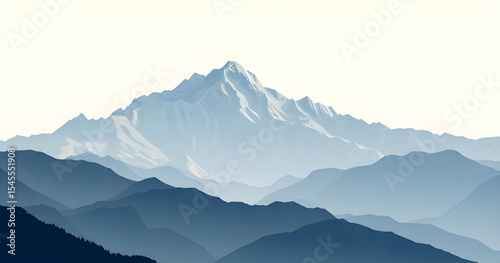 winter mountain, snow-capped peaks, alpine view, frozen nature, white mountains, cold weather scene, scenic landscape, icy mountains, snow-covered hills, frosty peaks, nature illustration, outdoor vec