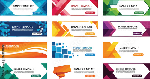 Set of horizontal abstract web banner design template background gradients color. Suitable for web ads. Vector illustration with Space to add pictures