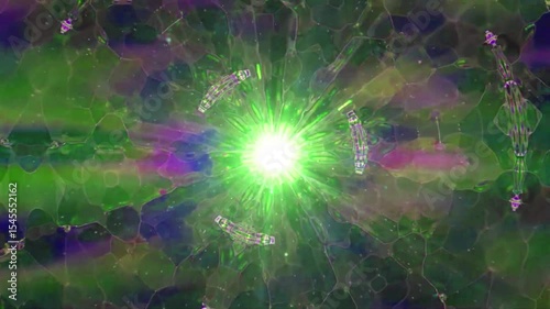 A vibrant abstract representation of energy radiating outward, showcasing swirling colors and dynamic patterns.