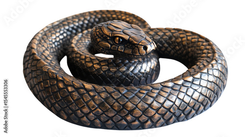 Wallpaper Mural Elegant bronze snake sculpture with detailed scales on white background Torontodigital.ca