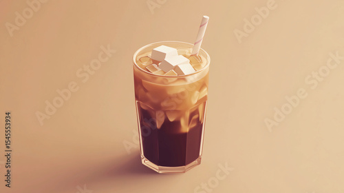 3D Render of an Iced Coffee Drink