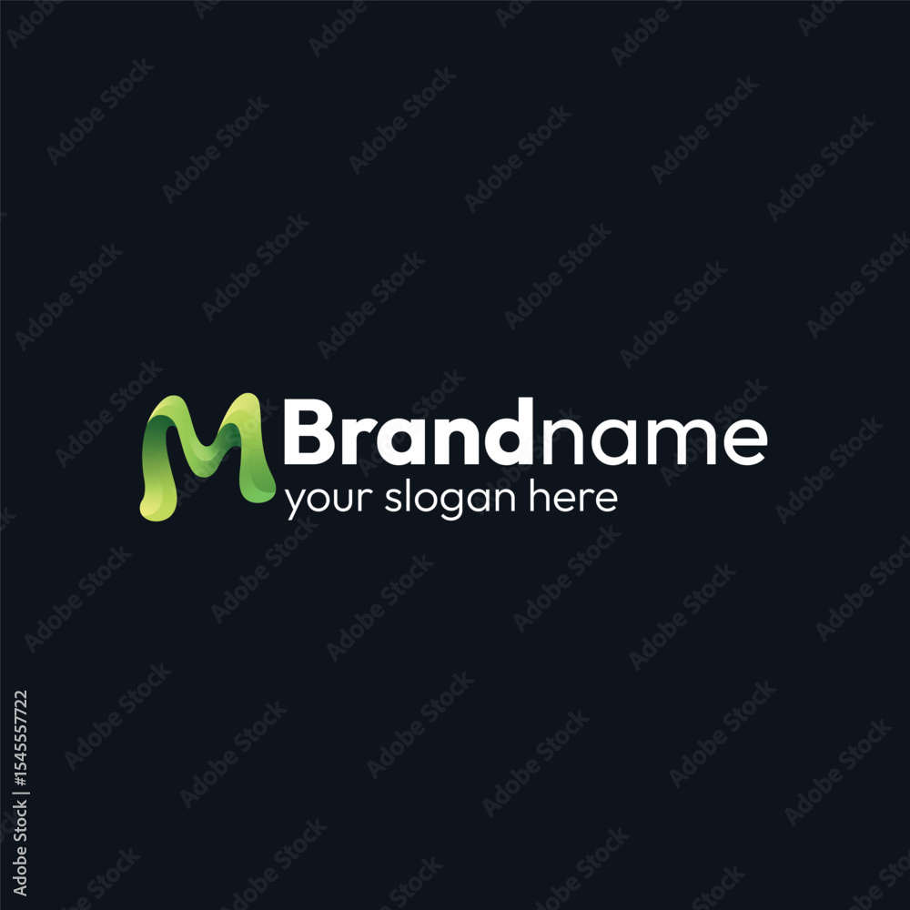Fototapeta premium Abstract Green Gradient Letter M Secondary Logo Vector Design for Dynamic Brand Identity and Innovative Company Slogan, Ready for Digital and Print Projects