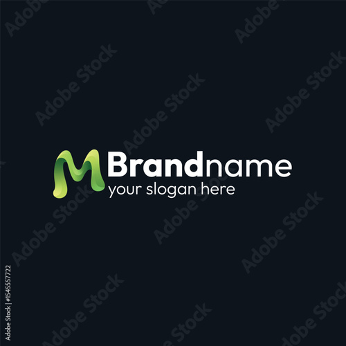 Abstract Green Gradient Letter M Secondary Logo Vector Design for Dynamic Brand Identity and Innovative Company Slogan, Ready for Digital and Print Projects