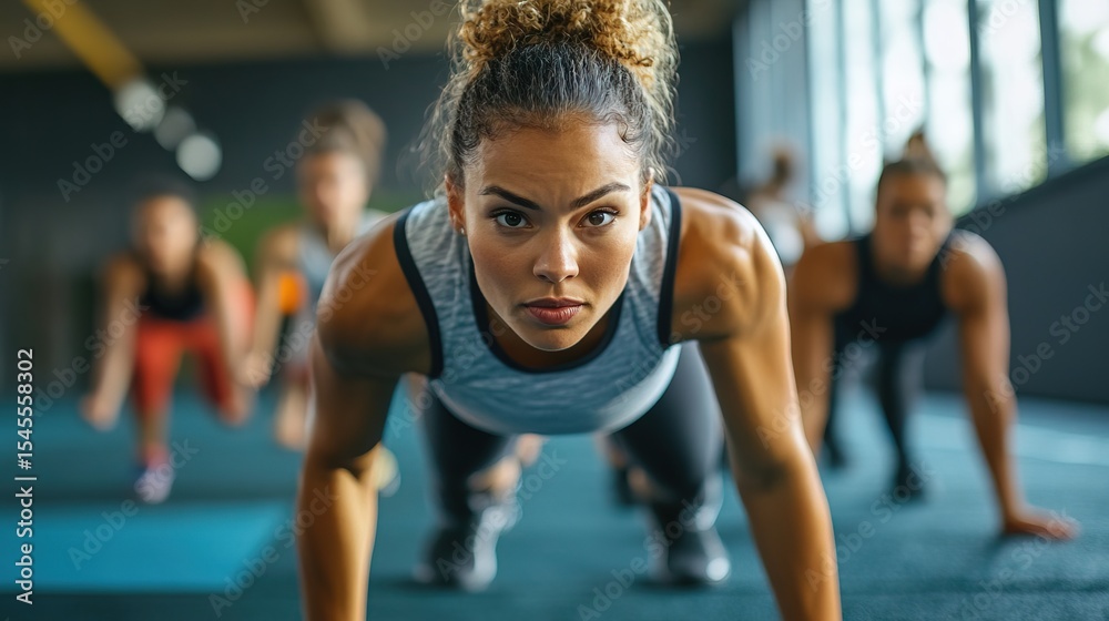 Fototapeta premium A fitness training coach guiding athletes through high-intensity conditioning drills