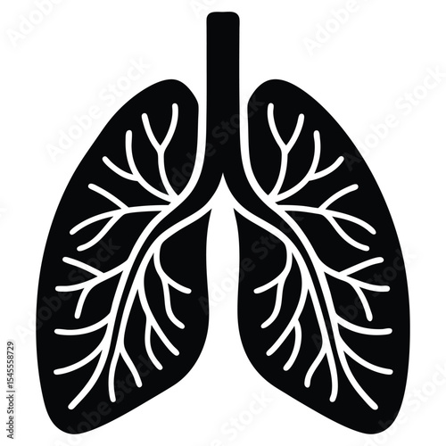 Detailed line vector icon of human lungs representing respiratory system and health awareness, 