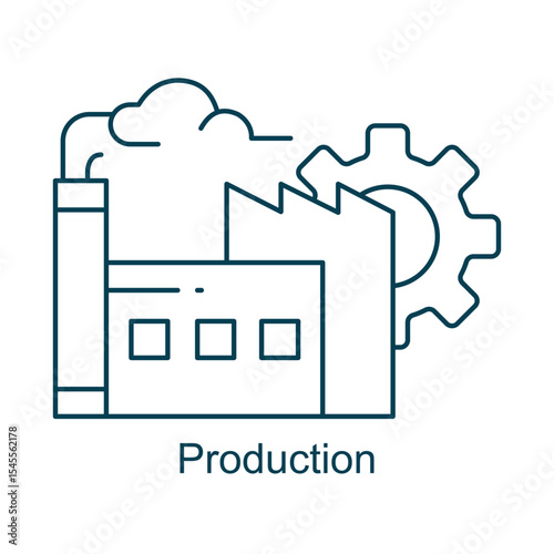 Production, Manufacturing, Factory, Industry, Gear, Industrial Icon, Machine, Engineering, Technology, Automation Vector