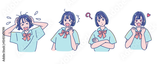 アニメタッチの女の子　表情セット