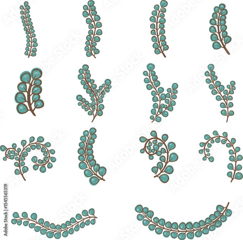 Tropical weed ivy plants flat design illustration for decoration on nature, summer and tropical forest.