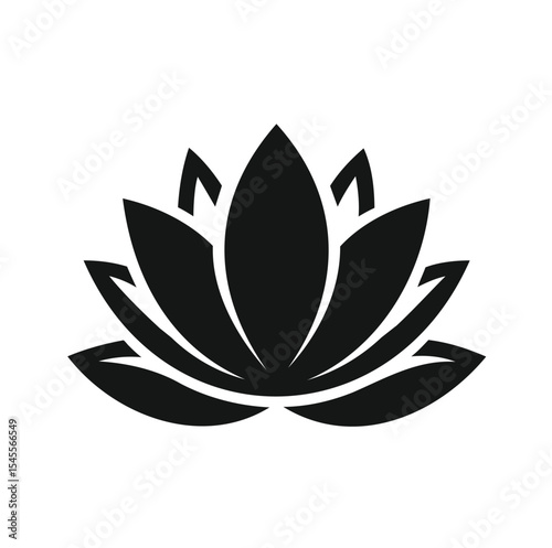 Lotus Flower Vector Icon – Elegant Silhouette on White Background