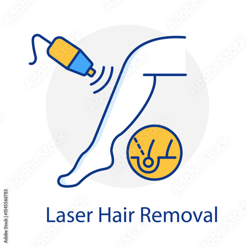  Laser Hair Removal Laser Device Representing Long-Term Hair Reduction and Smooth Skin icon with editable stroke.