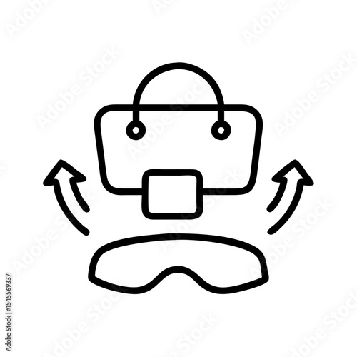 Shopping bag transforming into virtual reality headset concept of icon  